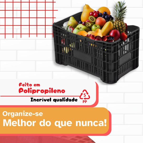 Imagem de Caixa Hortifruti Plastico Agricola 55cmx36cm 50 Lts - Preto