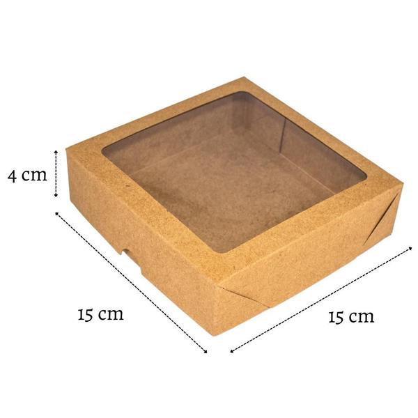 Caixa Kraft Visor 15x15x4 Brigadeiro Lembrancinha 80 Un - Salvo Embalagens Imagem de Caixa Kraft Visor 15x15x4 Brigadeiro Lembrancinha 80 Un