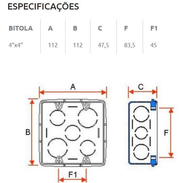 Imagem de Caixa Luz Tigre 4 X 4 Pvc Amarelo 3/4 1" 25mm 32mm