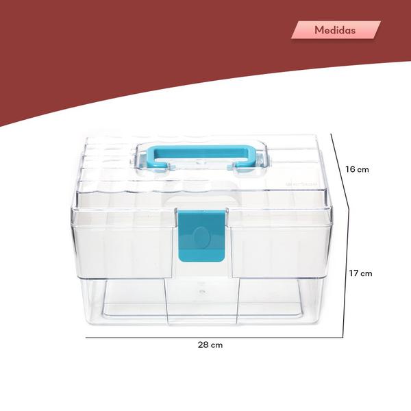 Imagem de Caixa Maleta Organizadora Transparente Multi Divisórias