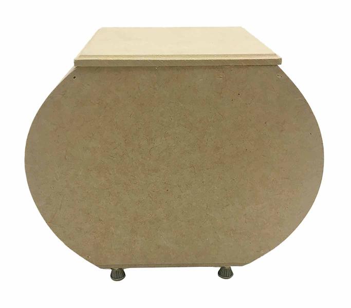 Imagem de Caixa MDF Oval Ovalada M Pezinho Metal Tampa Solta 20x12x17