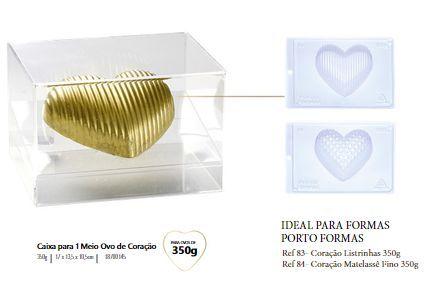 Imagem de Caixa Meio Ovo de Coração em Acrílico Resistente Transparente 350g - Linha Elegance - Cromus Páscoa Rizzo