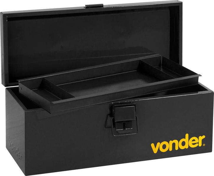 Caixa metálica para ferramentas baú 400x160x170mm com bandeja - Vonder Imagem de Caixa metálica para ferramentas baú 400x160x170mm com bandeja - Vonder