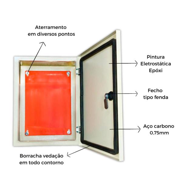 Imagem de Caixa Metalica Quadro Painel Comando Eletrico 40 X 30 X 20