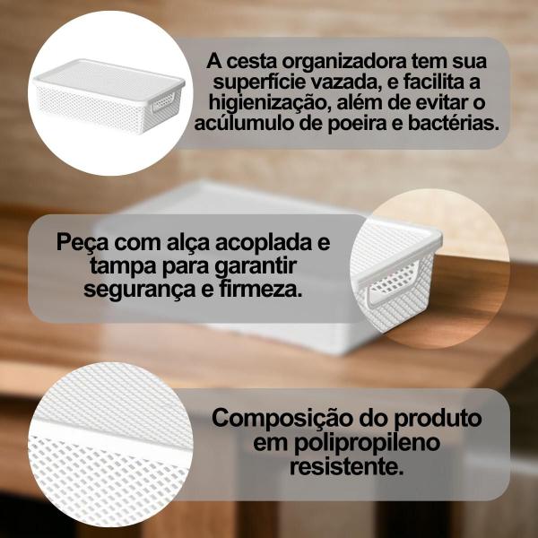 Caixa Multiuso Organizador Com Tampa Linea 8cm x 26cm x 36cm - Paramount 3 Imagem de Caixa Multiuso Organizador Com Tampa Linea 8cm x 26cm x 36cm