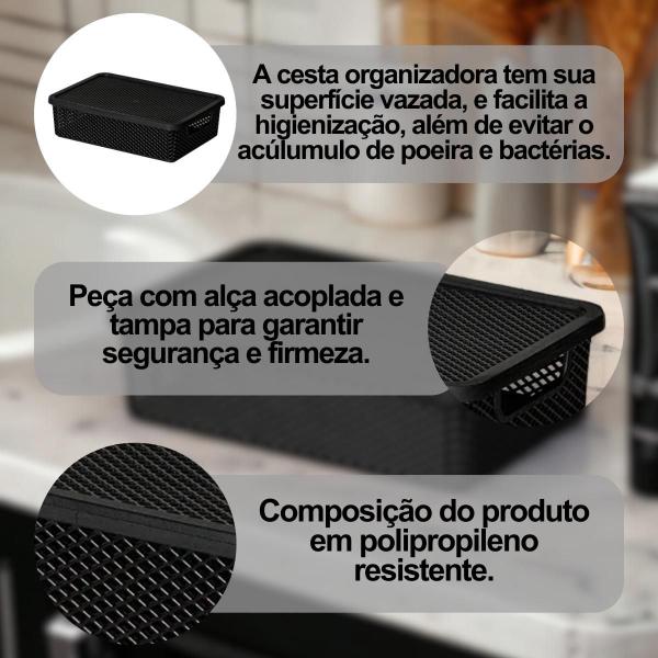 Imagem de Caixa Multiuso Organizador Com Tampa Linea 8cm x 26cm x 36cm