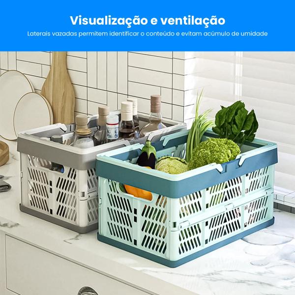 Imagem de Caixa Multiuso Organizadora Decorativa Com Alça Dobrável