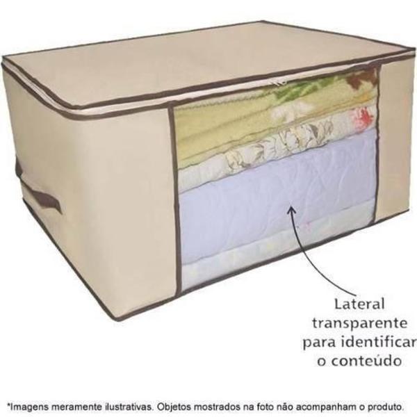 Imagem de Caixa organizador de roupas flexivel com ziper multiuso para guarda roupa cama edredom e closets saco 45x30x20cm