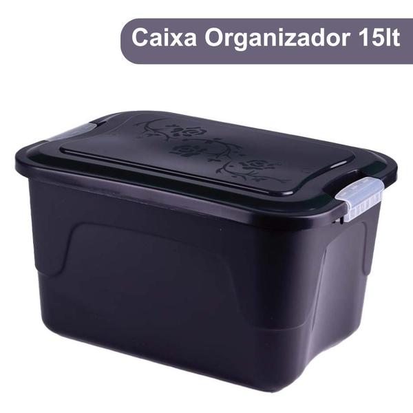 Imagem de Caixa Organizador Multiuso Retangular Com Tampa E Trava 15lt