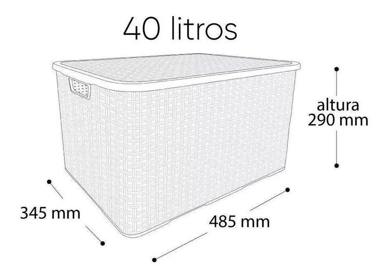 Imagem de Caixa Organizador Rattan Preta Com Tampa 40 L Arqplast