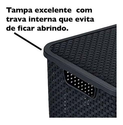 Imagem de Caixa Organizador Rattan Preto 8, 17, 42 Litros