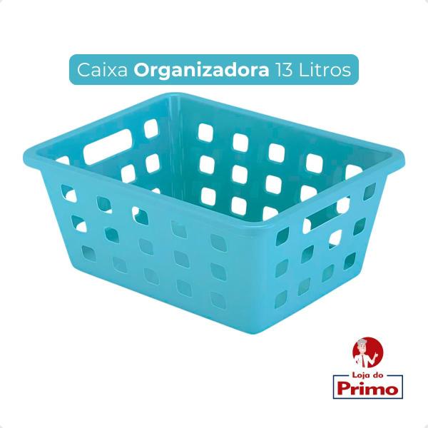 Caixa Organizadora 13 Litros Cesto Multiuso Azul Arthi Imagem de Caixa Organizadora 13 Litros Cesto Multiuso Azul Arthi