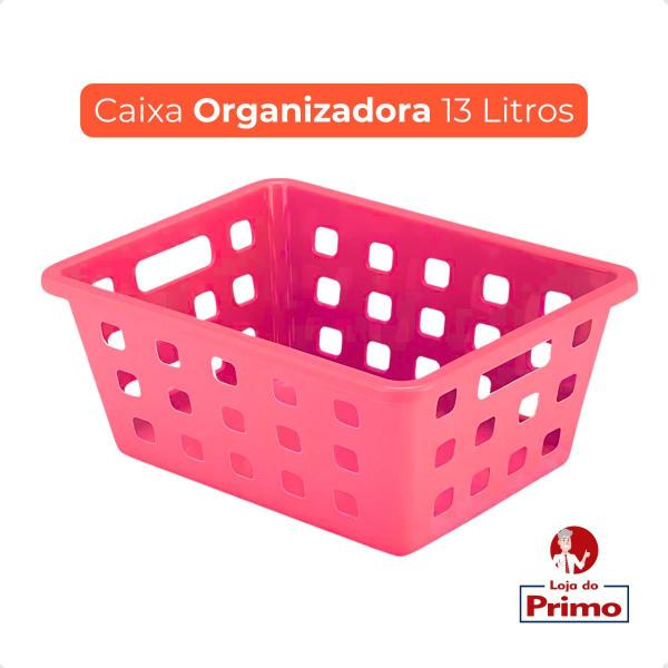 Imagem de Caixa Organizadora 13 Litros Cesto Multiuso Rosa Arthi