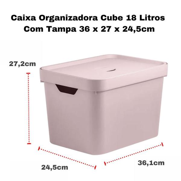 Imagem de Caixa Organizadora 18 Litros Grande Multiuso Cesto Organizador com Tampa OU