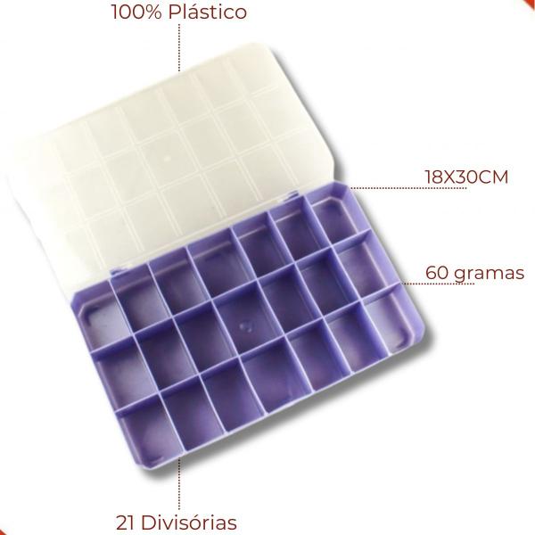 Caixa organizadora 18x30cm com 21 divisorias unidade - - Nenhum fabricante - Imagem de Caixa organizadora 18x30cm com 21 divisorias unidade