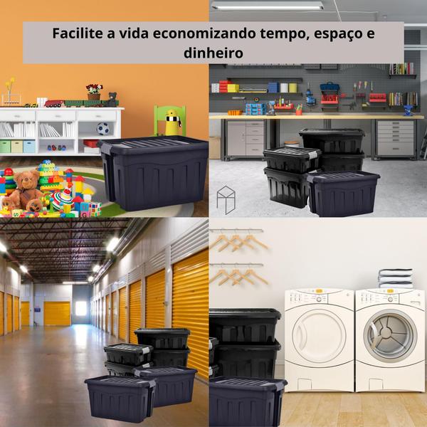 Imagem de Caixa Organizadora 20 Litros Plástico Tampa com Travas Empilhável Brinquedos Closet Livros Multiuso MB