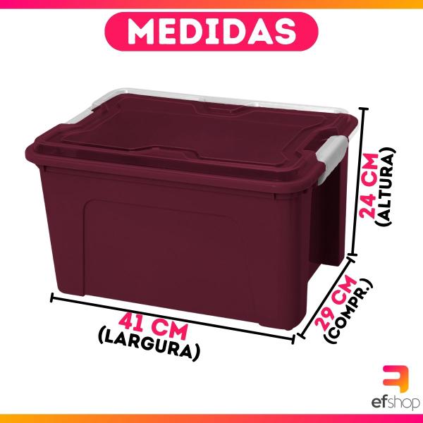 Imagem de Caixa Organizadora 20L Transparente Ou Sólida Com Travas Brinquedos Livros Papeladas