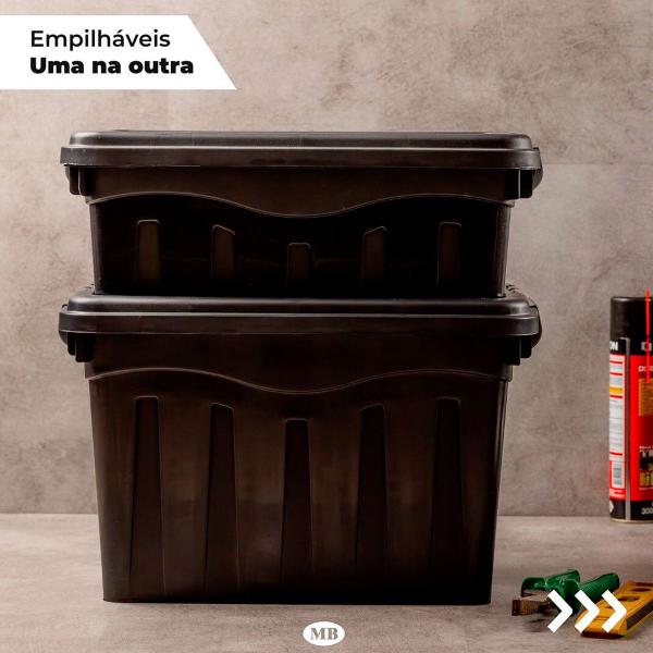 Caixa Organizadora 31Lt Tampa com Trava e Rodinhas p/ Guardar Brinquedos Ferramentas Calçados Roupas - MB Imagem de Caixa Organizadora 31Lt Tampa com Trava e Rodinhas p/ Guardar Brinquedos Ferramentas Calçados Roupas