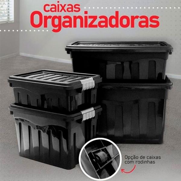 Caixa Organizadora 31Lt Tampa com Trava e Rodinhas p/ Guardar Brinquedos Ferramentas Calçados Roupas - MB Imagem de Caixa Organizadora 31Lt Tampa com Trava e Rodinhas p/ Guardar Brinquedos Ferramentas Calçados Roupas