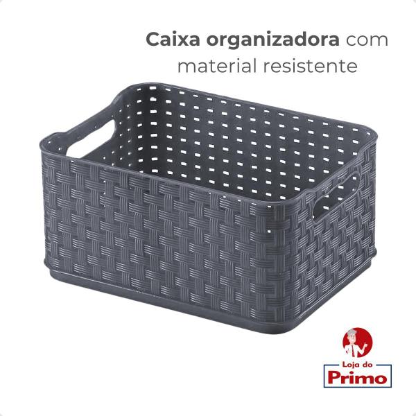 Imagem de Caixa Organizadora 4,5L Cesto Multiuso Rattan Cinza Arthi