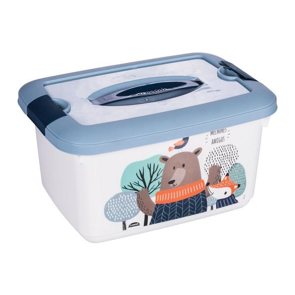 Caixa Organizadora 5,2L Bichinhos Azul Plasútil - Plasutil Baby Imagem de Caixa Organizadora 5,2L Bichinhos Azul Plasútil