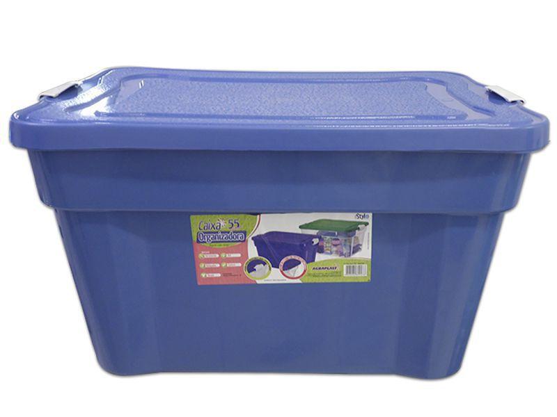 Caixa Organizadora 55 Litros Multiuso Azul Agraplast Imagem de Caixa Organizadora 55 Litros Multiuso Azul Agraplast