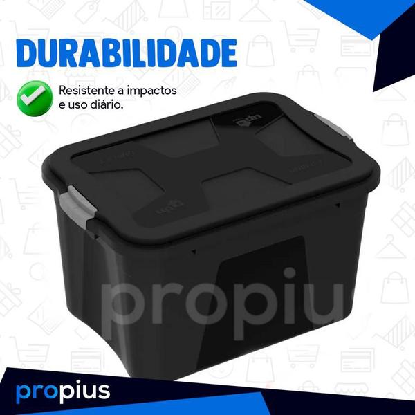 Imagem de Caixa Organizadora 56 Litros Preto Brinquedo Anti Umidade Item Papelaria Banheiro Sala Quarto Lavanderia Dispensa