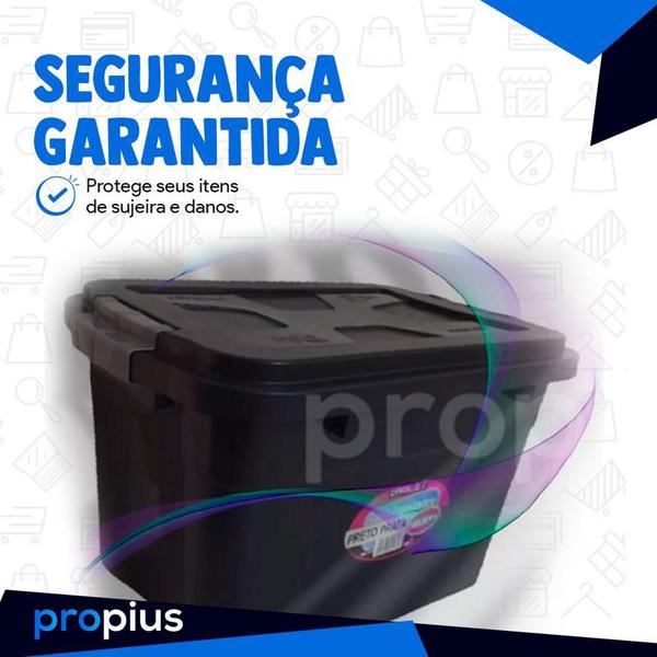 Imagem de Caixa Organizadora 56 Litros Preto Resistente Item Papelaria Banheiro Sala Quarto Transporte Lavanderia Dispensa