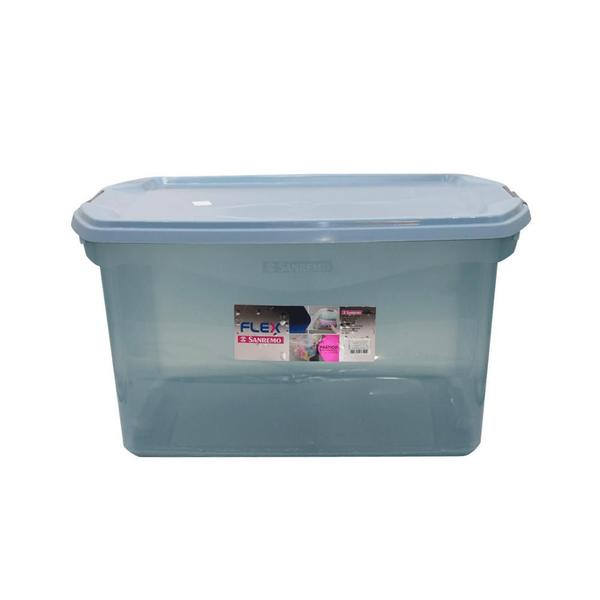 Imagem de Caixa Organizadora 68 Litros Azul Translucida 64x44x34 Cm Com Tampa e Trava SR971/75 Sanremo