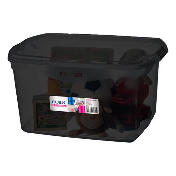 Imagem de Caixa Organizadora 68 Litros Translucida 64x44x34 Cm Com Tampa e Trava SR971/20 Sanremo