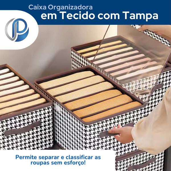 Imagem de Caixa Organizadora 7 Repartições em Tecido c/ Tampa