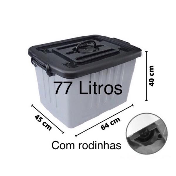 Imagem de caixa organizadora 77 litros com rodinhas tampa e travas