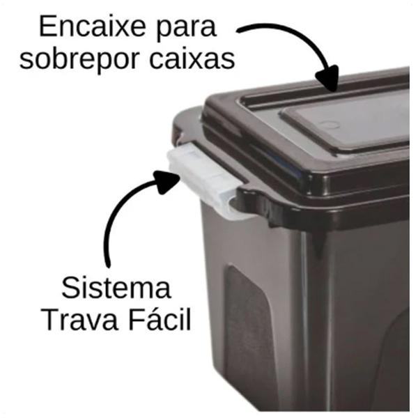 Caixa Organizadora Alta Preta 4,5 Litros Com Tampa e Trava - Ercaplast Imagem de Caixa Organizadora Alta Preta 4,5 Litros Com Tampa e Trava