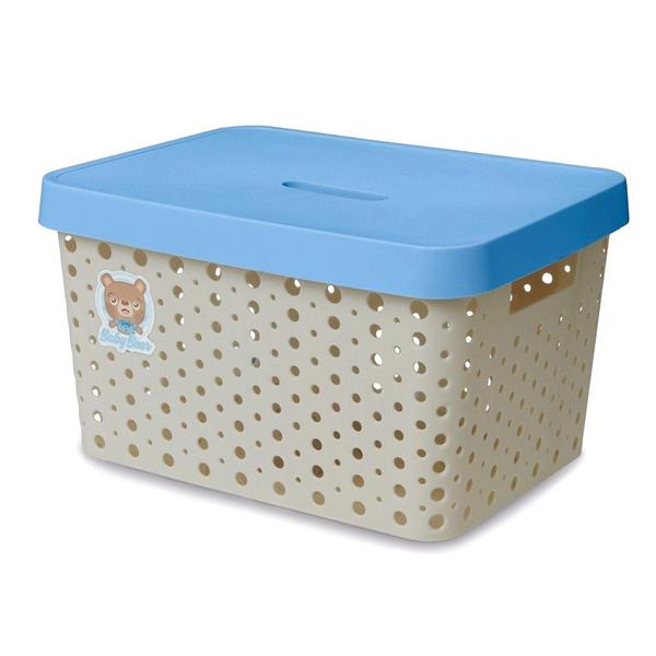 Imagem de Caixa Organizadora Baby Trama Rattan Azul 17 L - Usual