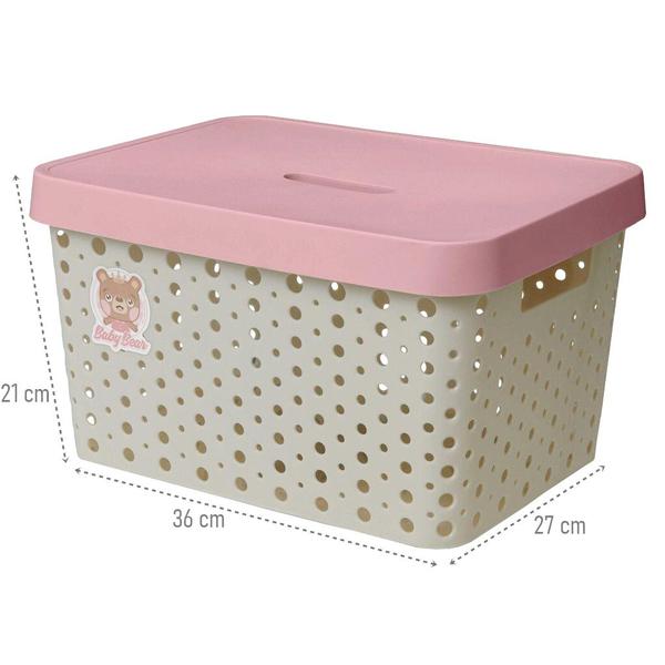 Imagem de Caixa Organizadora Baby Trama Rattan Rosa 17 L - Usual