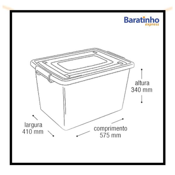 Imagem de Caixa organizadora C/ Tampa Preta multiuso e Trava 56 Litros