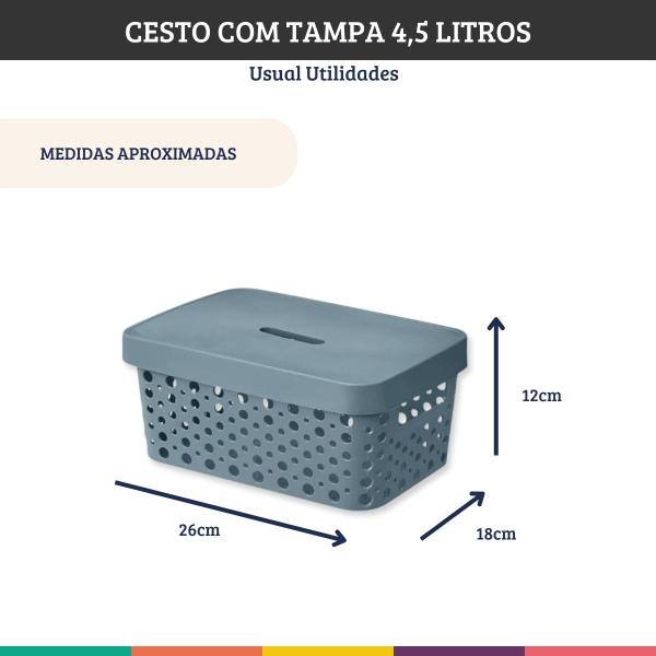 Imagem de Caixa Organizadora Cesto Azul 4,5 Litros Com Tampa Usual