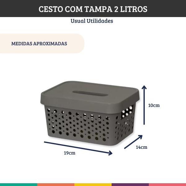 Imagem de Caixa Organizadora Cesto Marrom 2 Litros Com Tampa Usual