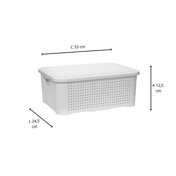 Caixa Organizadora Cesto Multiuso 10 Litros Rattan Empilhavel com Tampa de Madeira Pinus - Branco - PRATIC Imagem de Caixa Organizadora Cesto Multiuso 10 Litros Rattan Empilhavel com Tampa de Madeira Pinus - Branco