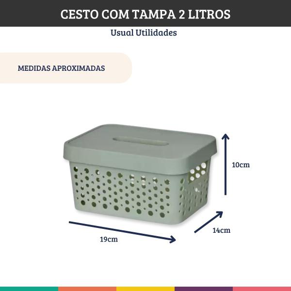 Imagem de Caixa Organizadora Cesto Verde 2 Litros Com Tampa Usual