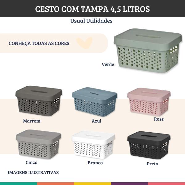 Imagem de Caixa Organizadora Cesto Verde 4,5 Litros Com Tampa Usual