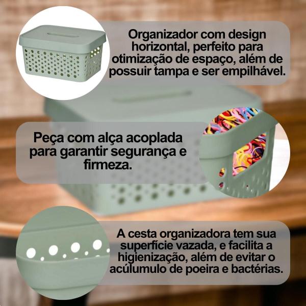 Imagem de Caixa organizadora com tampa 2 litros Objetos Roupas para Armário Multiuso