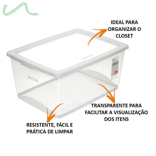 Imagem de Caixa Organizadora Com Tampa De Plástico Cristal Ordene 60L