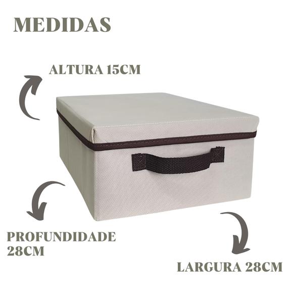 Imagem de Caixa Organizadora Com Tampa Dobravél Clouset Guarda Roupa Escritório Kit 2 Unidades