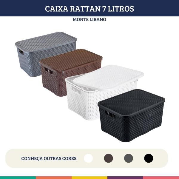 Imagem de Caixa Organizadora Com Tampa Rattan Branca 7Lts Monte Libano