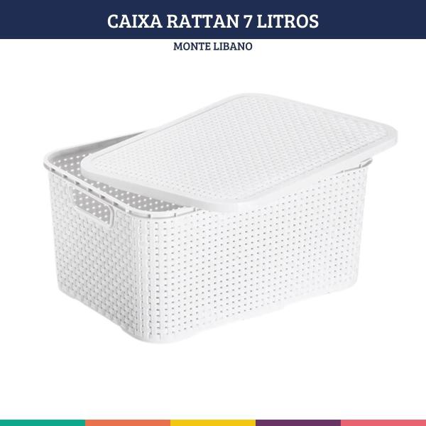 Imagem de Caixa Organizadora Com Tampa Rattan Branca 7Lts Monte Libano