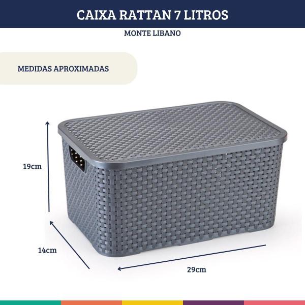 Imagem de Caixa Organizadora Com Tampa Rattan Grafite 7Lt Monte Libano