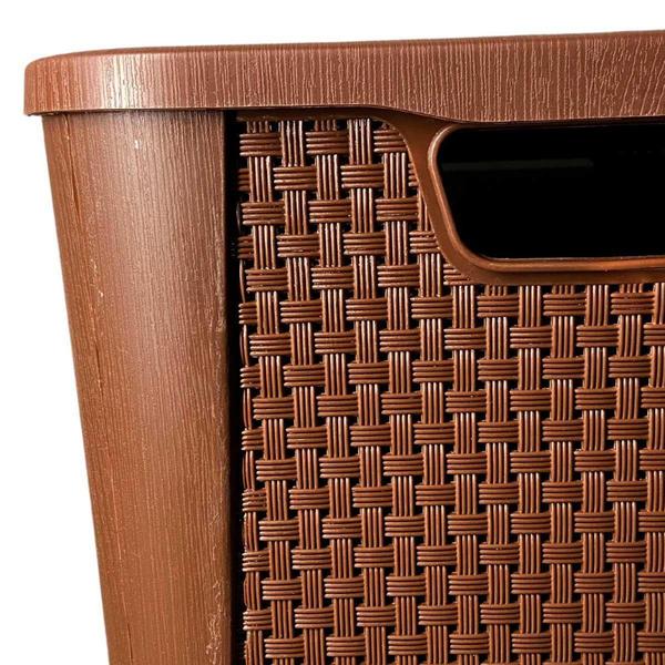 Imagem de Caixa Organizadora Com Tampa Rattan Retangular 42L Multiuso Plástico Café Decoração - Baitashop