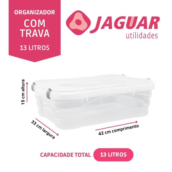 Imagem de Caixa Organizadora Com Trava 13 Litros Multiuso Jaguar