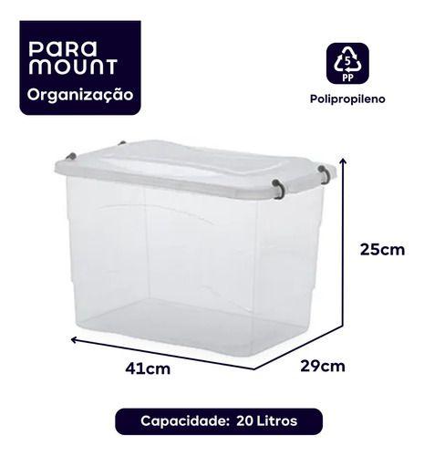 Imagem de Caixa Organizadora Com Travas Pratic Box 20l Transparente